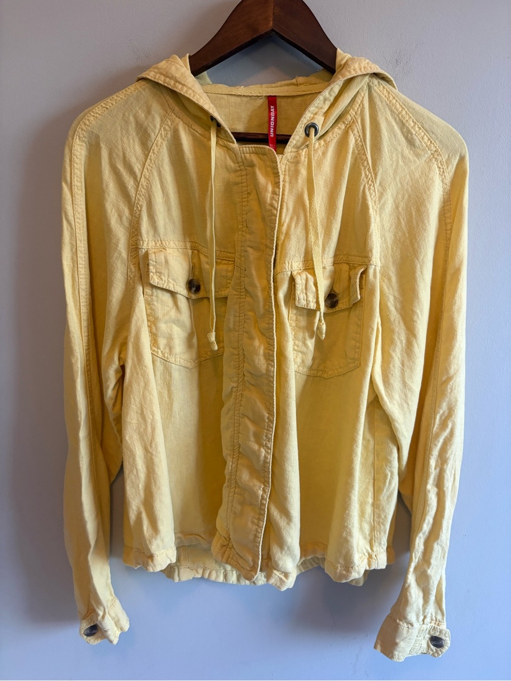 Unionbay Yellow Linen Blend Hooded Jacket XL